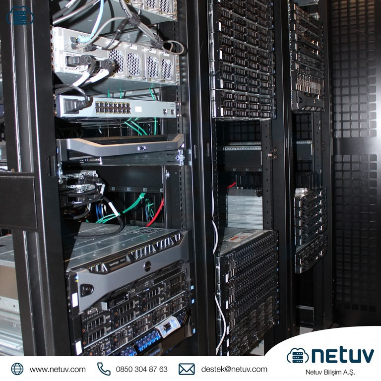 Server racks and equipment inside the NETUV data center